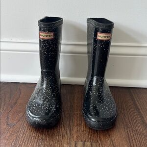 Hunter Black Glitter Speckle Children's Rain Boots